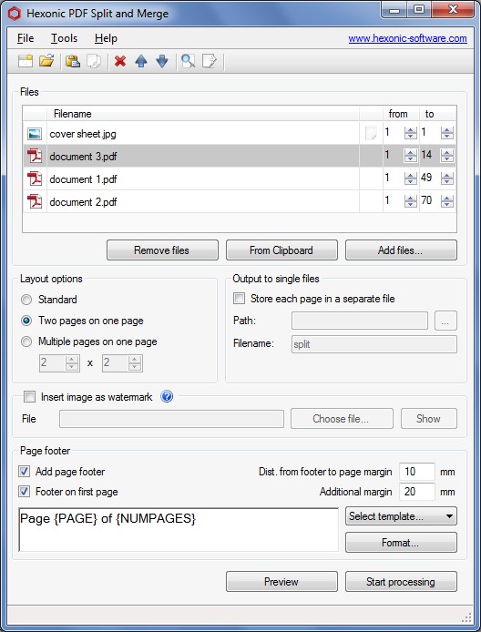 Hexonic PDF Split and Merge Freeware software